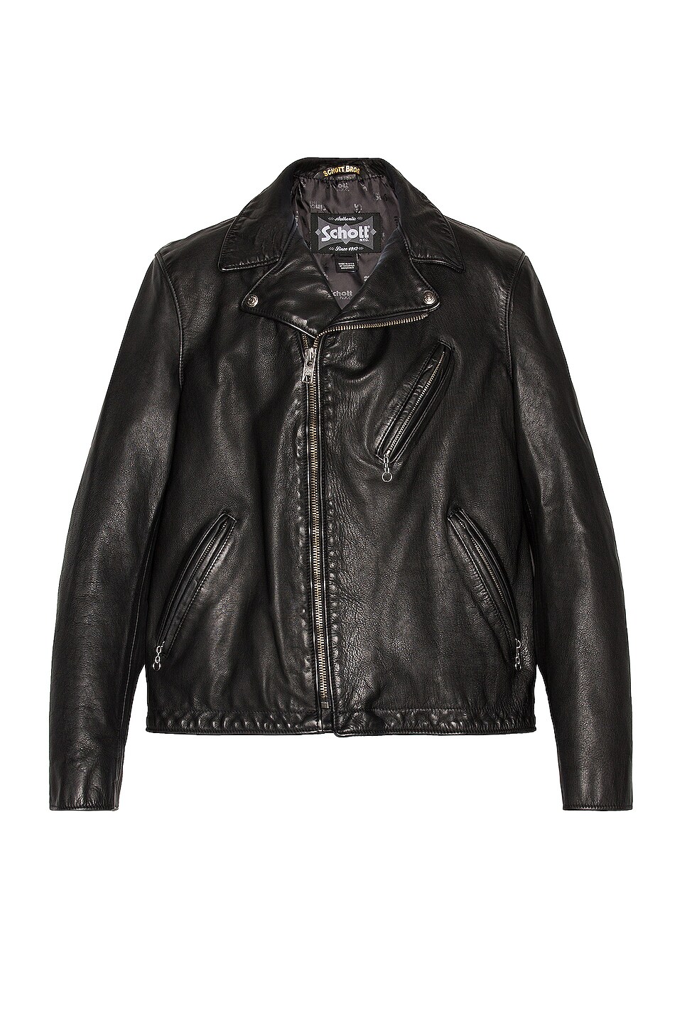 Schott Hand Vintaged Cowhide Clean Motorcycle Jacket in Black | REVOLVE