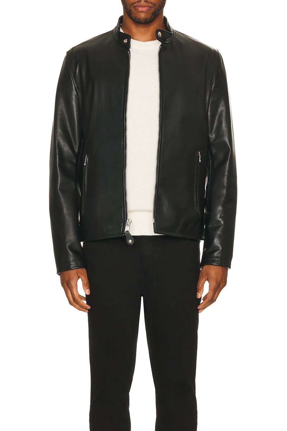 Schott Retro Racer Jacket in Black | REVOLVE