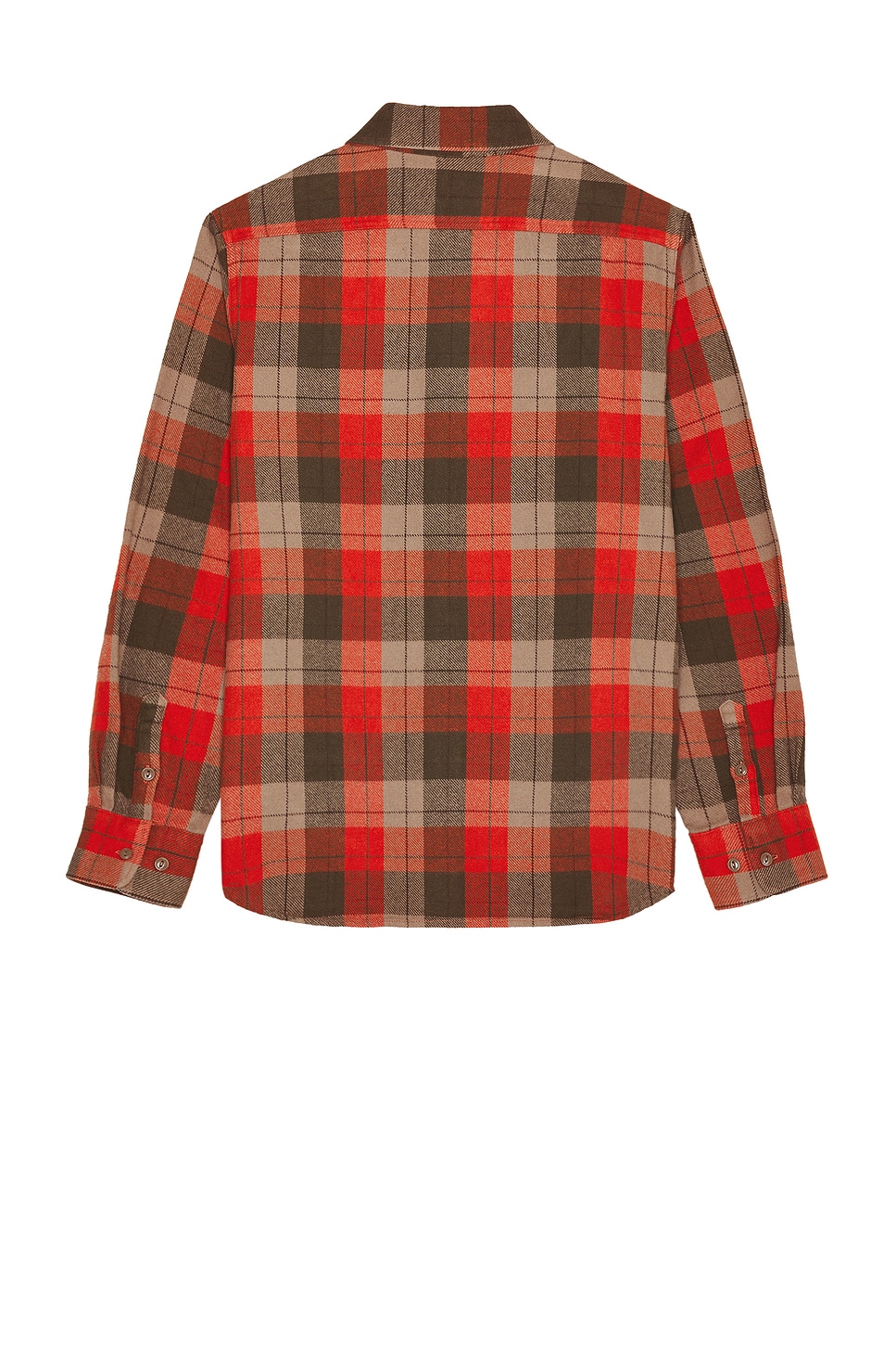 Schott Plaid Cotton Flannel Shirt in Orange
