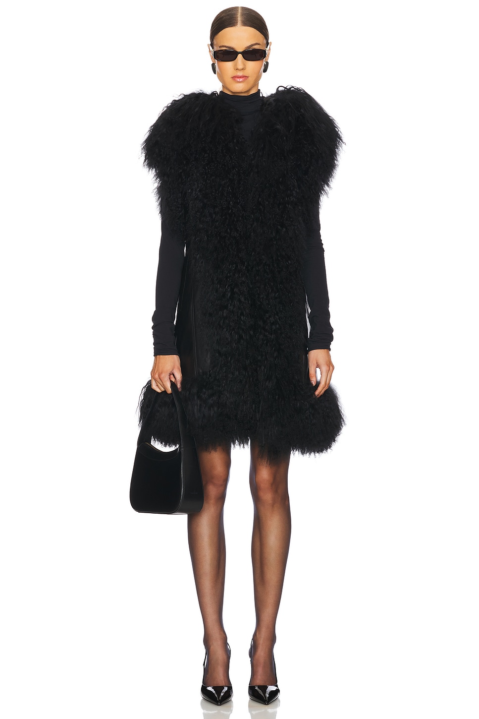 Dorothy Shearling Midi Hooded Vest
