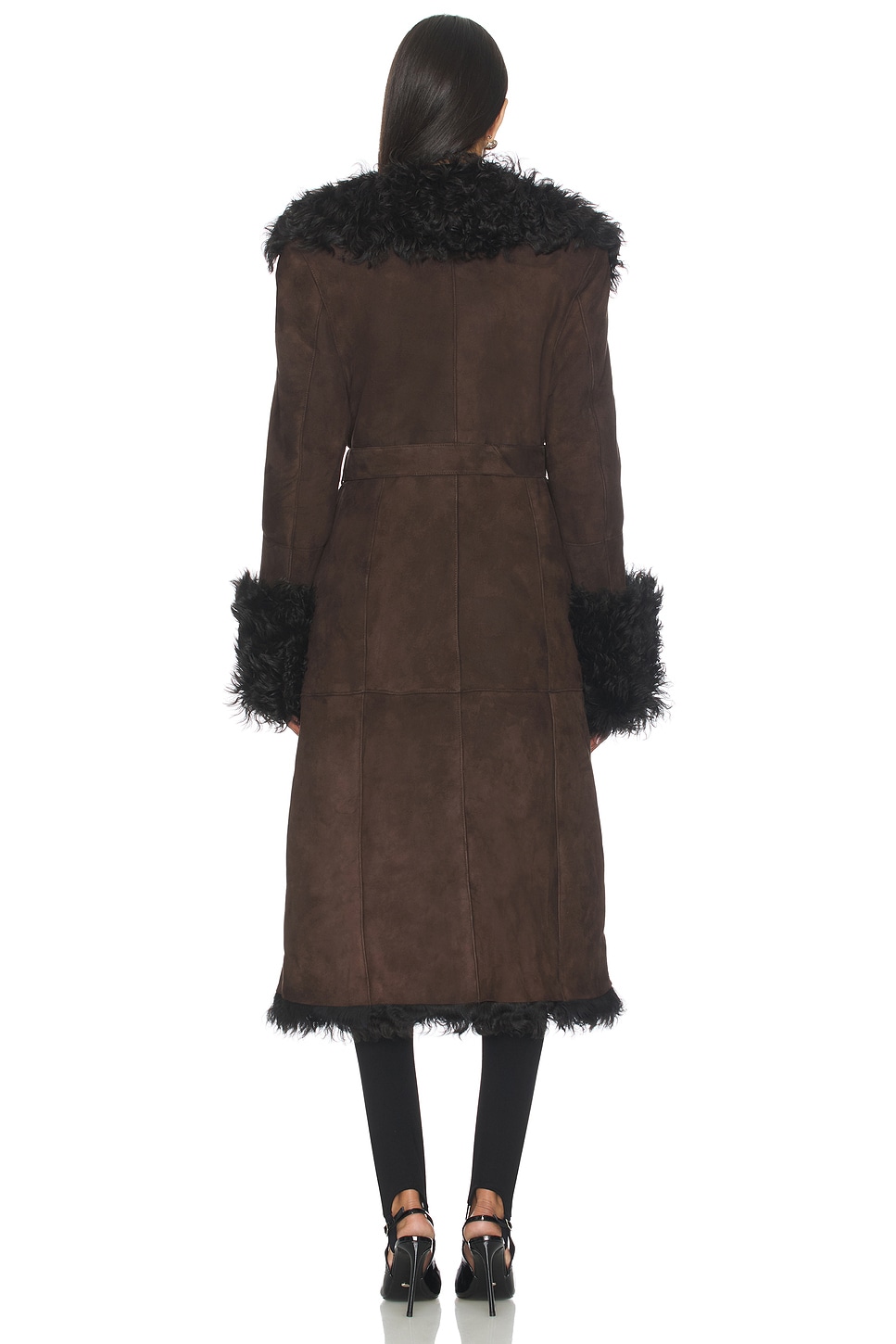 Dorothy Suede Maxi Coat With Fur Trim
