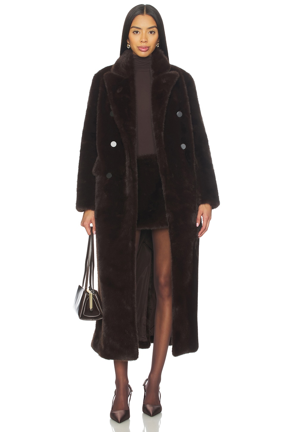 Susanna Chow Yvonne Faux Fur Coat in Brown | REVOLVE