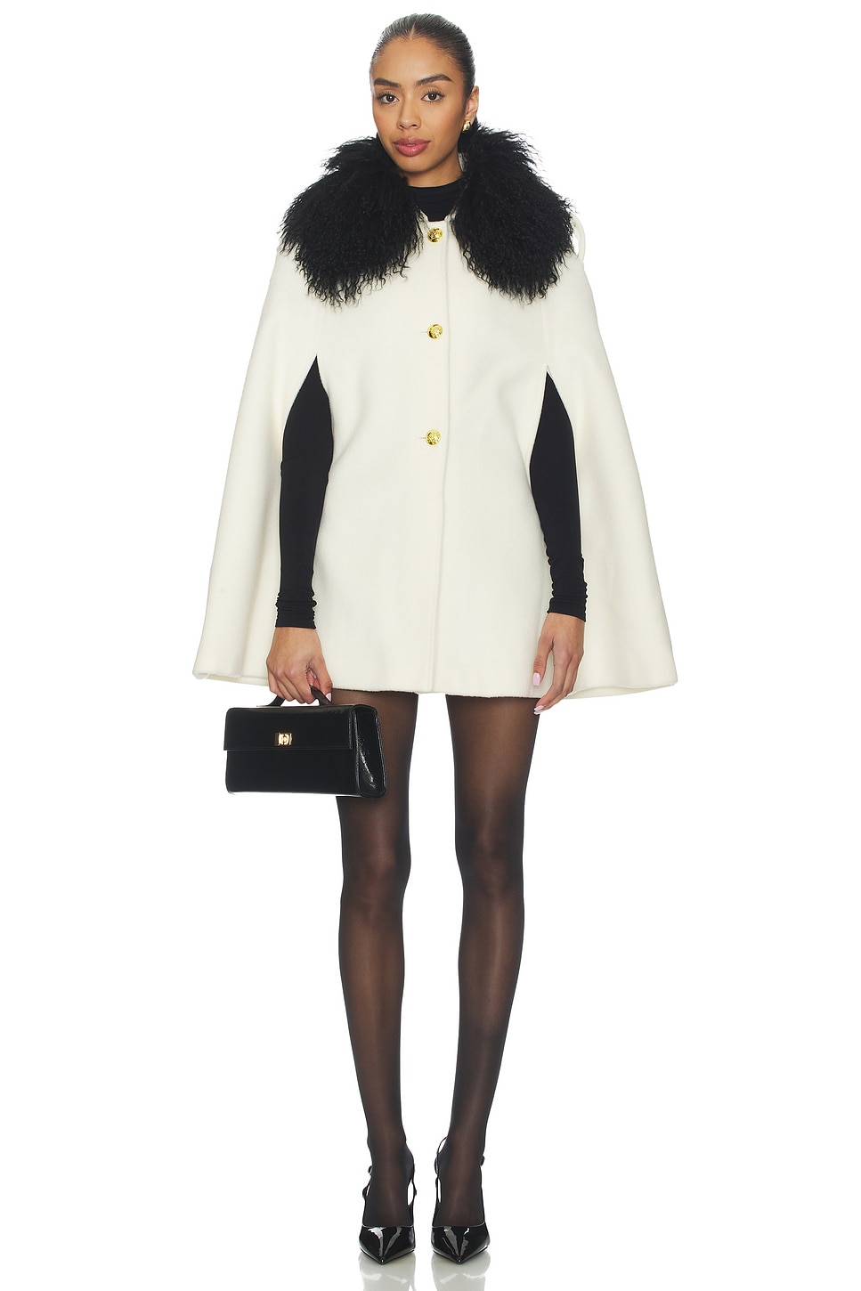 Serina Cashmere Shearling Cape Coat