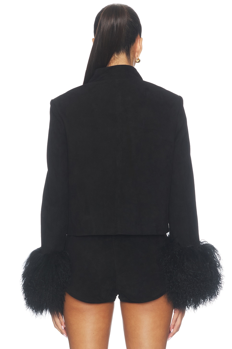 Susanna Chow Leighton Shearling Trim Suede Jacket