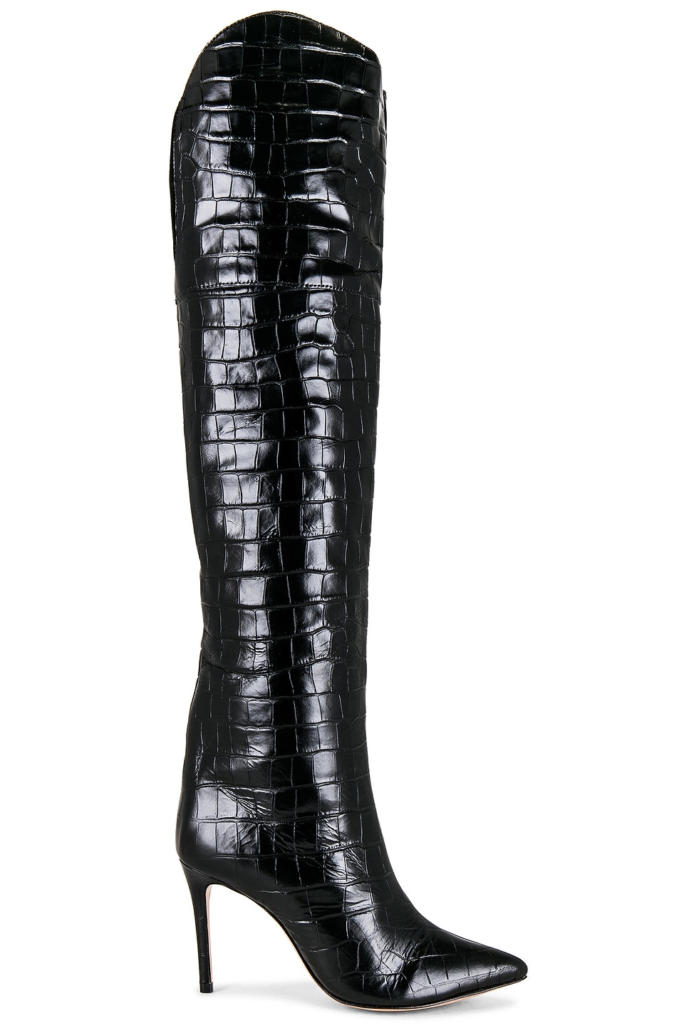 Schutz Maryana Block Crocodile-Embossed Leather Boot