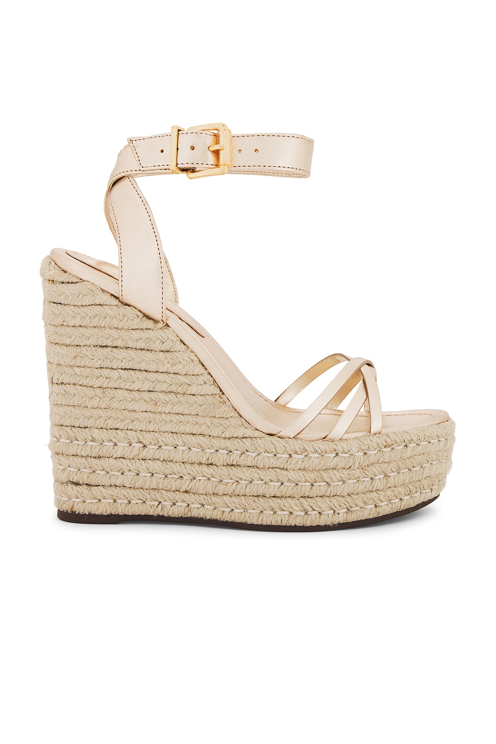 Deia 100 leather-trimmed espadrille wedges