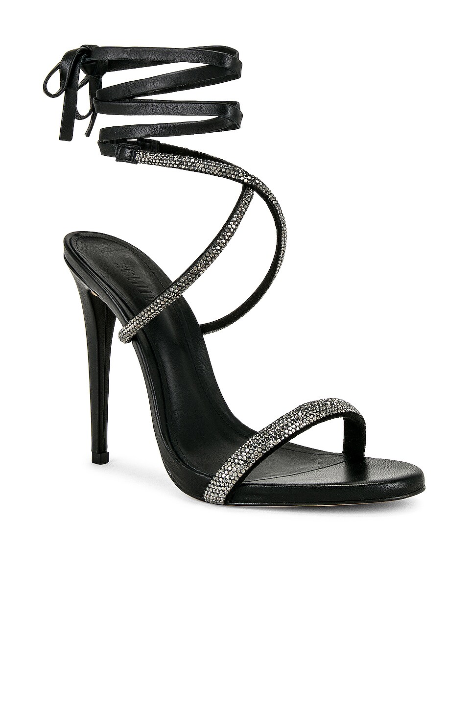 Schutz Cloe Crystal Sandal in Jet Hematite