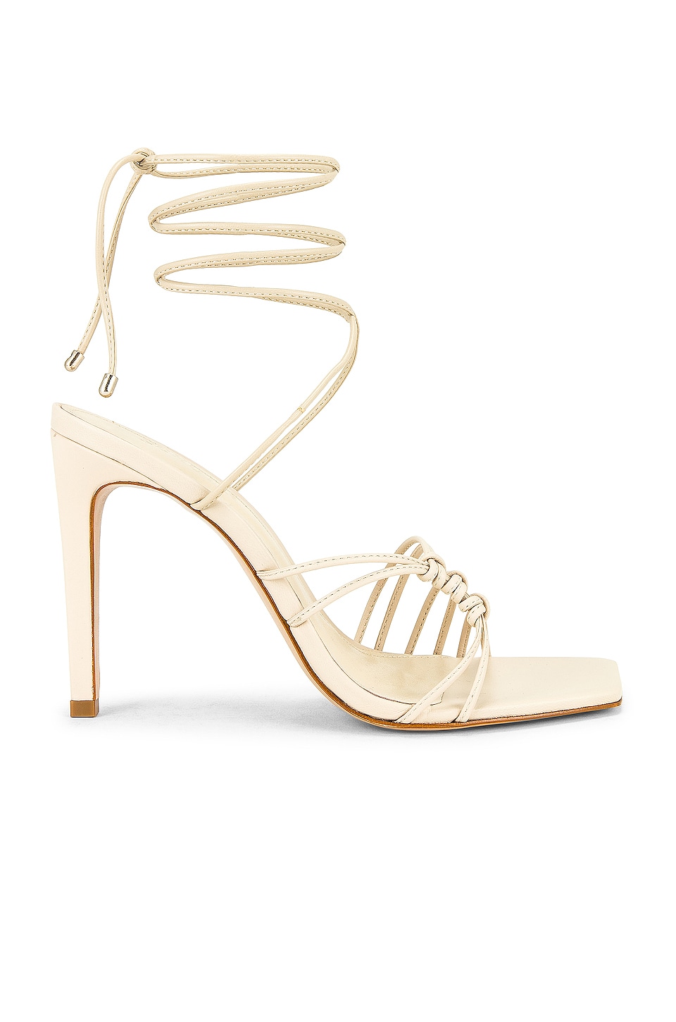 Cream strappy sandals with lace-up details