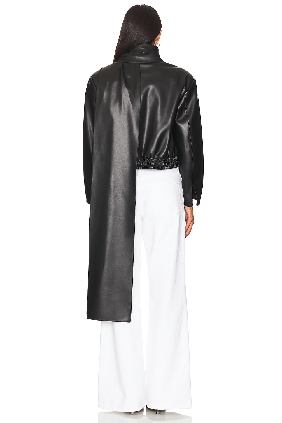 Faux Leather Scarf-detailed Jacket