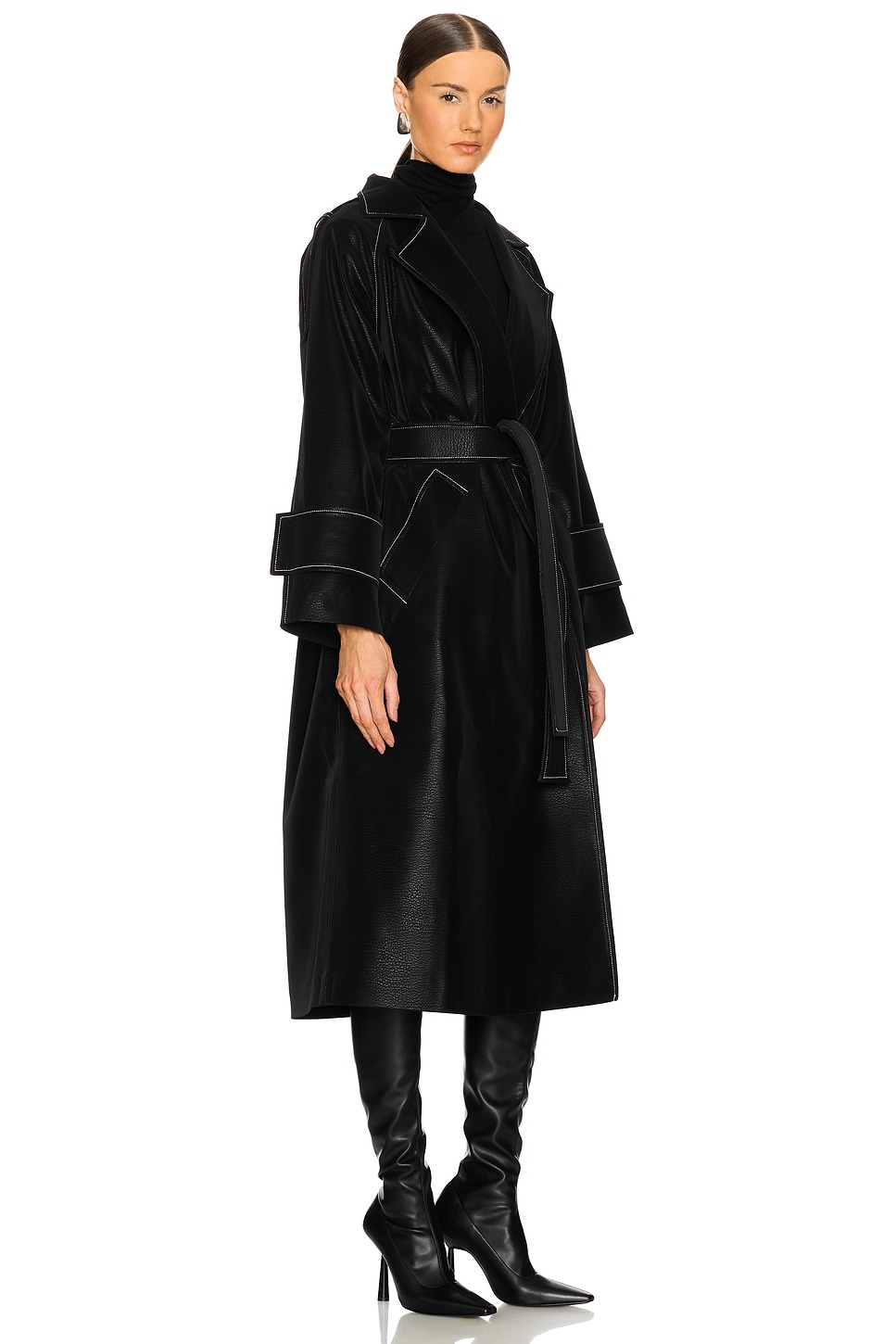 Pulcykp Herfst Winter Lange Glanzende Reflecterende Patent Faux Leather