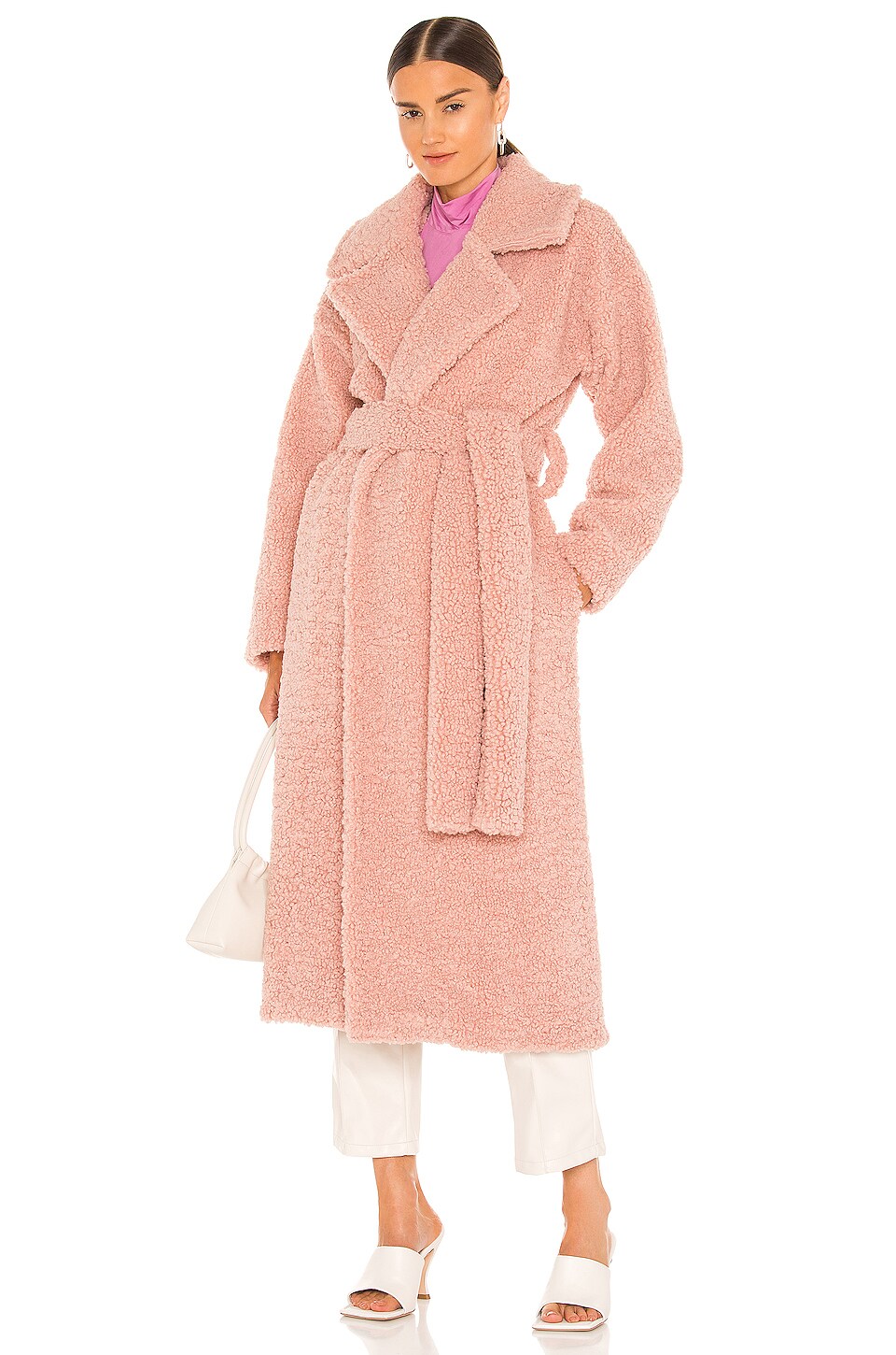 SELMACILEK Teddy Maxi Coat in Pink