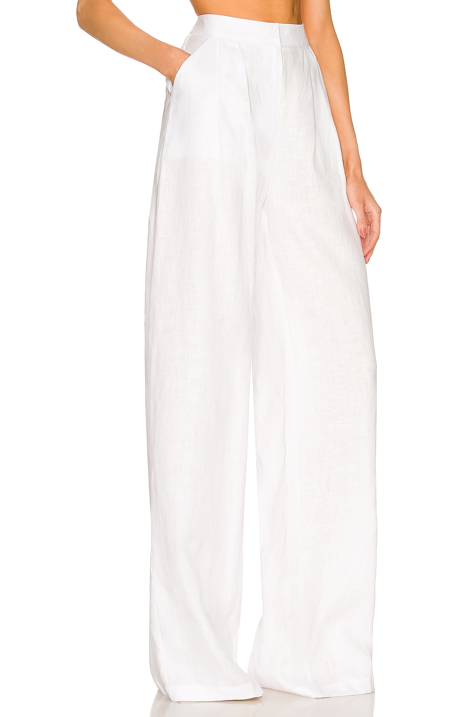 SELMACILEK Linen Wide Leg Pants in White