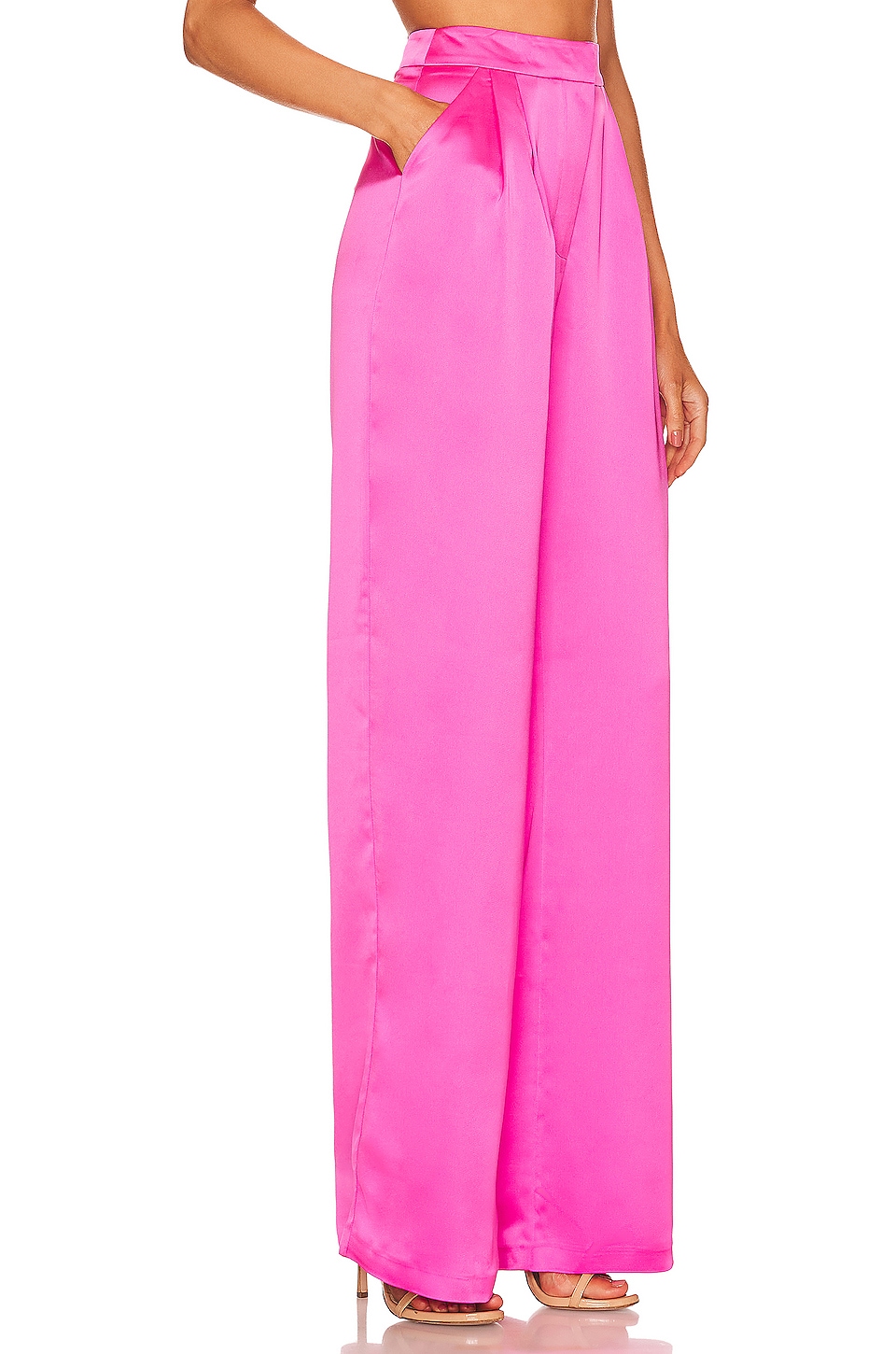 SELMACILEK Double Pleated Wide Leg Pant in Fuchsia