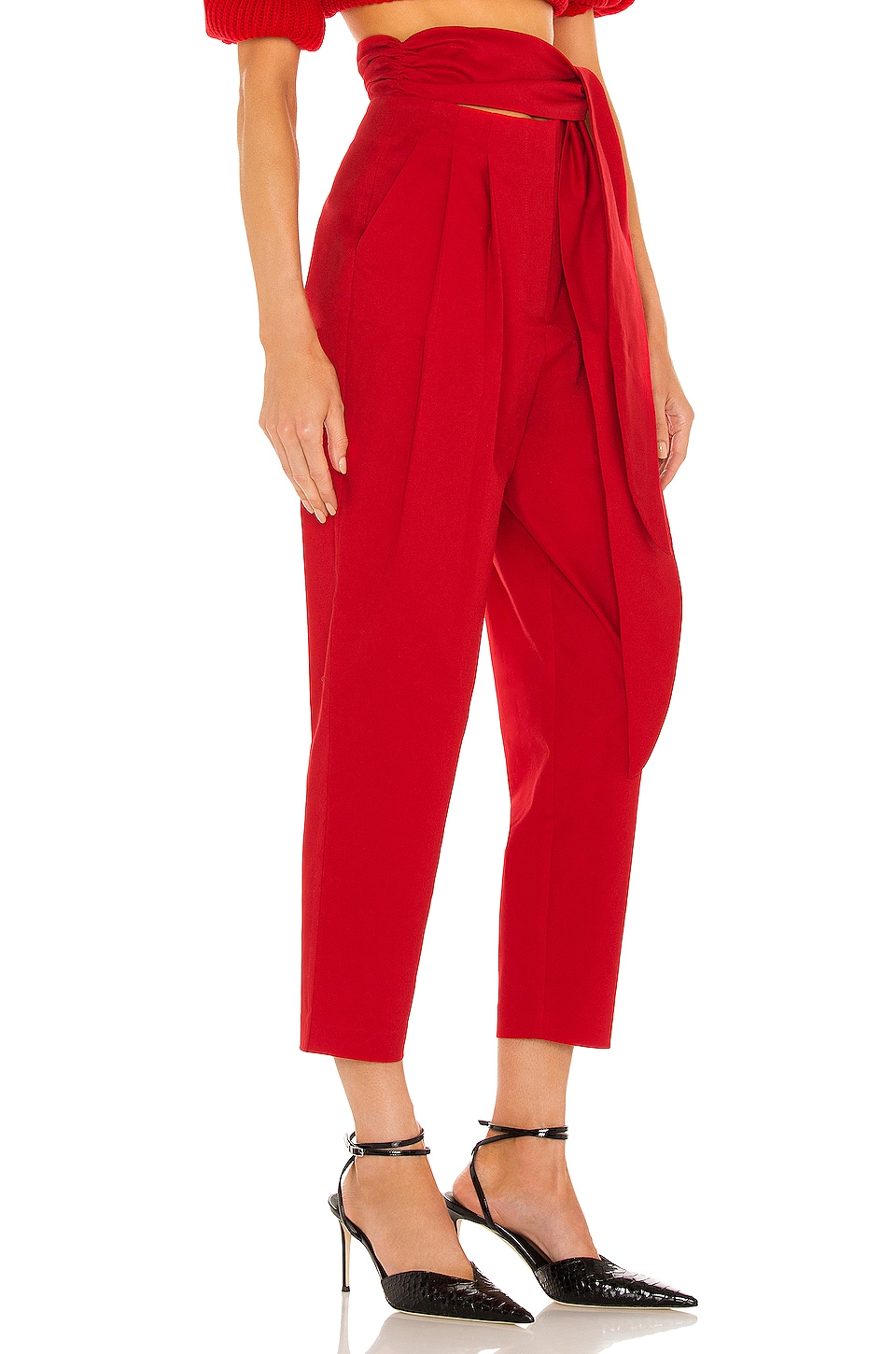 Paper bag trousers - Red - Ladies | H&M IN