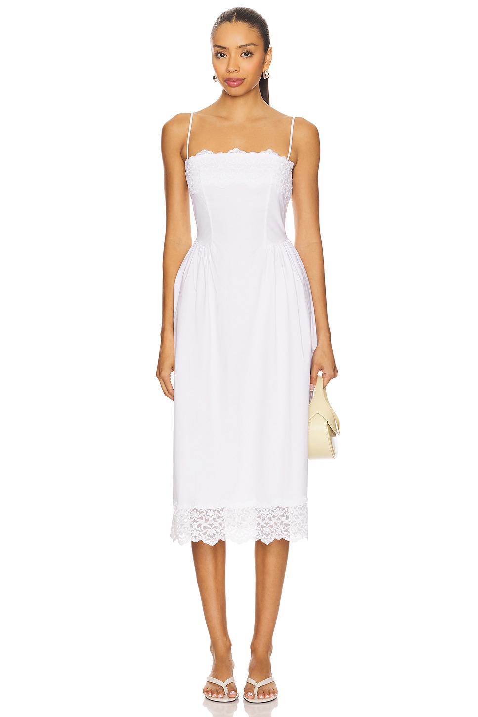 knee length dresses for ladies Stone And Cream Abstract Print Shirred Straps Button Detail Midi Dress – AX  Paris main image 1