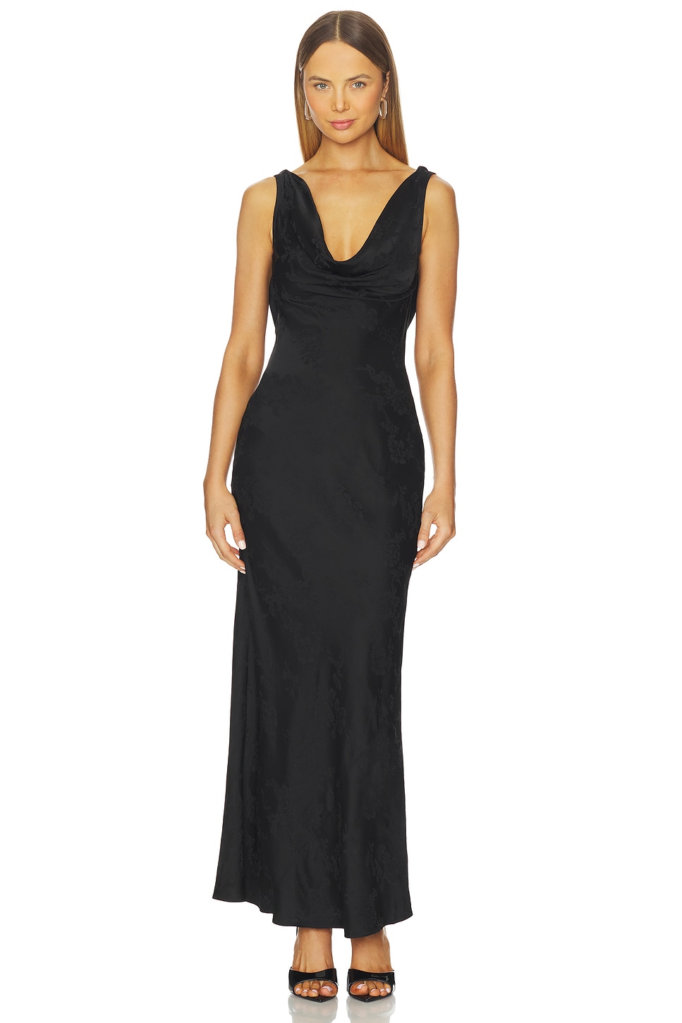 black jacquard dress SAU LEE Jordan Jacquard Gown, Black / 8
