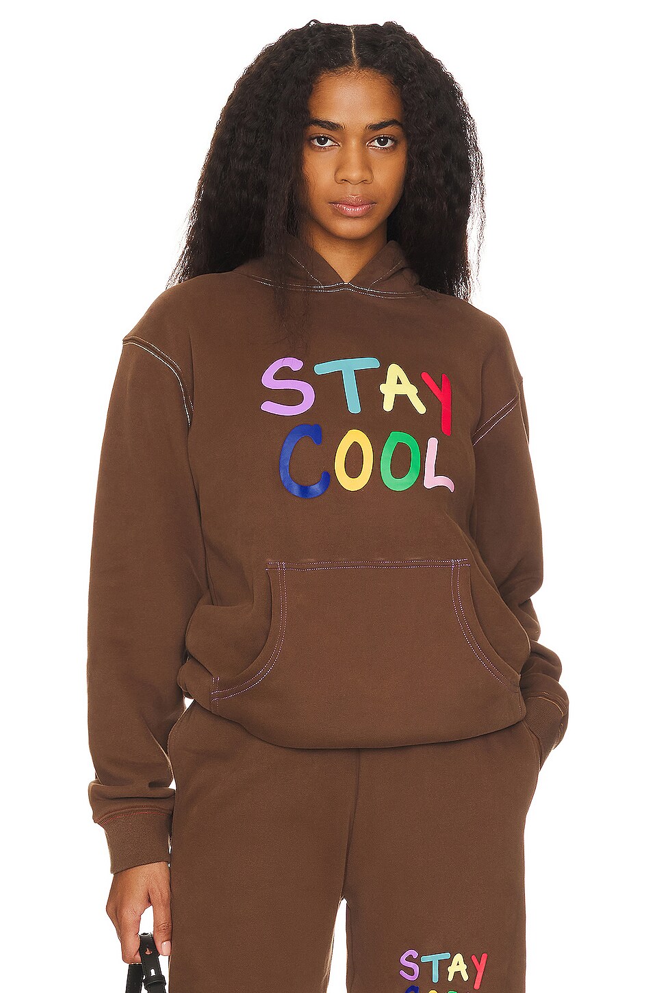 Stay Cool Puff Paint Hoodie in Brown