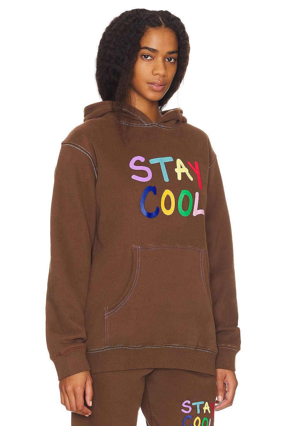 Stay Cool Puff Paint Hoodie in Brown