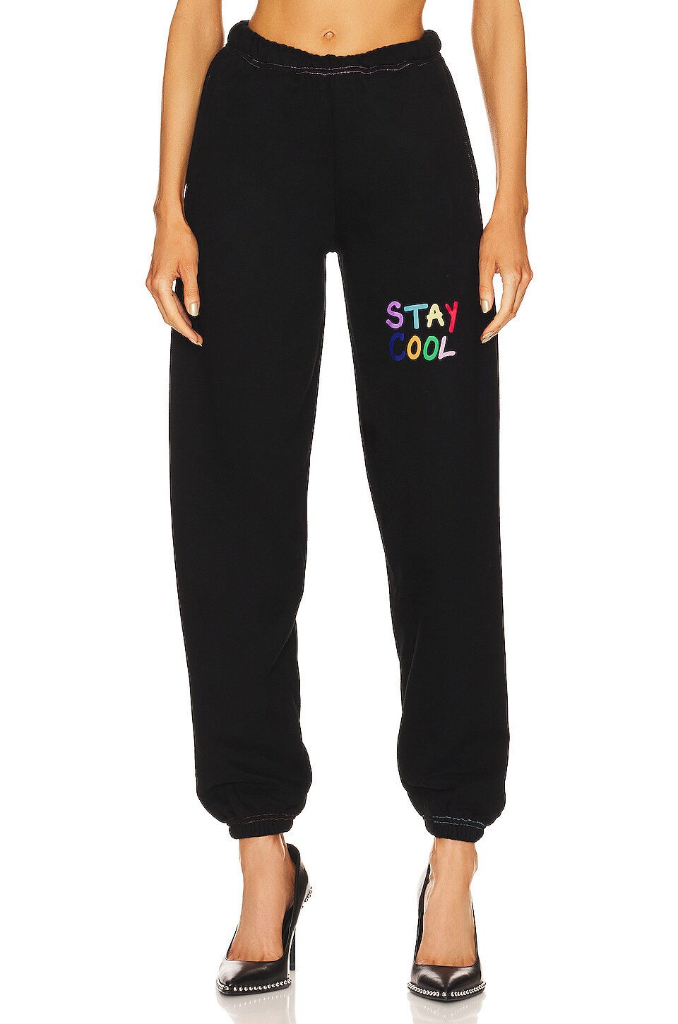 Stay Cool Puff Paint Sweatpants in Black