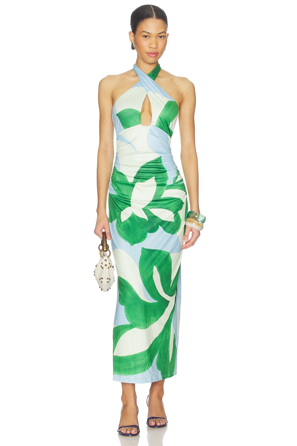 cross front midi dress Fifteen Twenty Kourtney Cross Front Midi Dress - Leopard