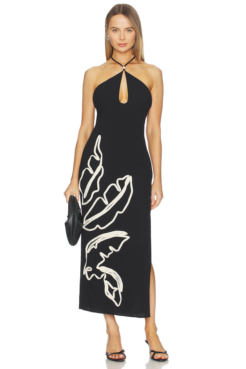 SEVEN WONDERS Brontie Keyhole Halter Midi Dress in Black | REVOLVE