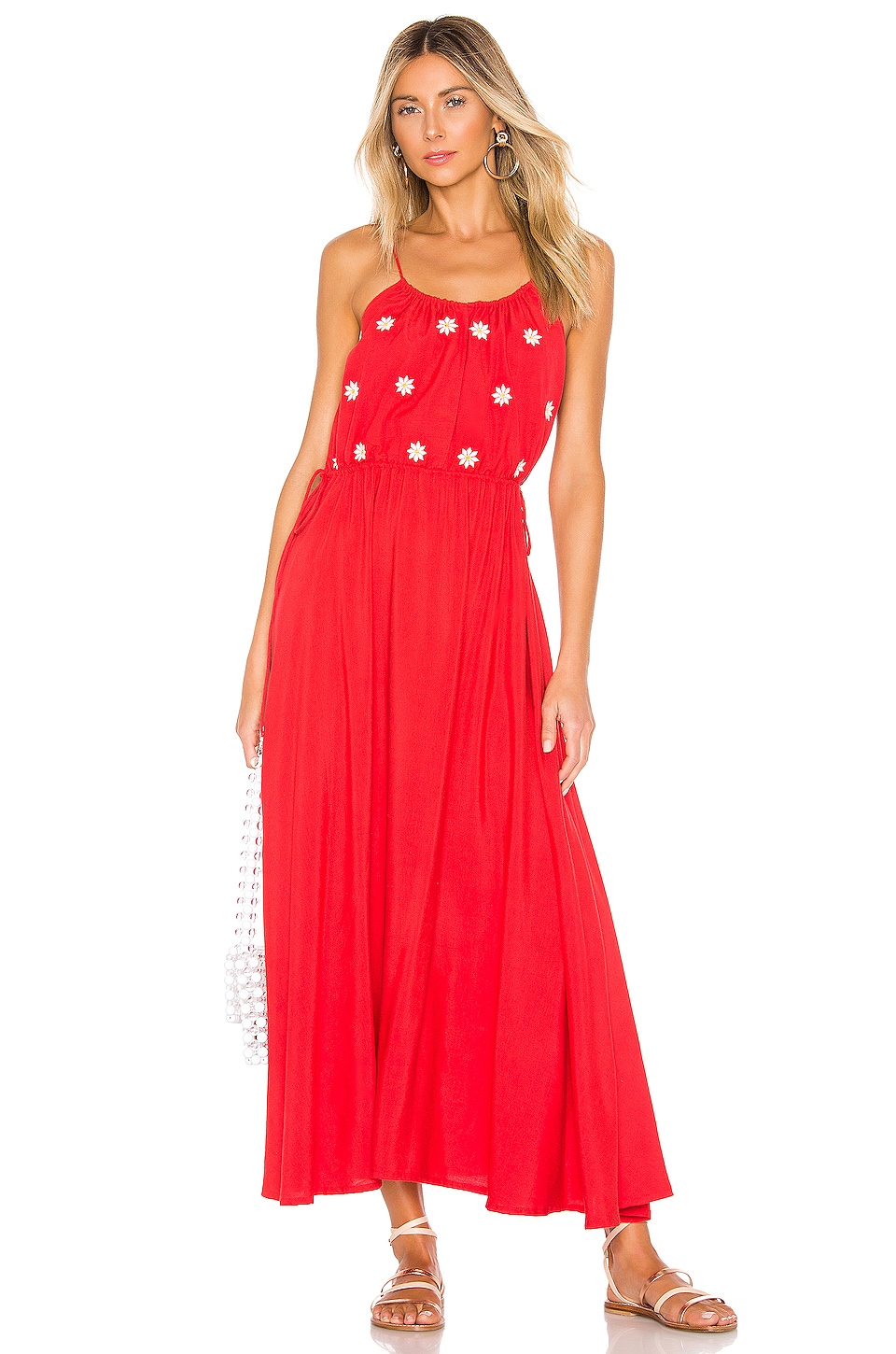 Sundress Robyn Dress in Red & Mini Daisies Embroideries | REVOLVE