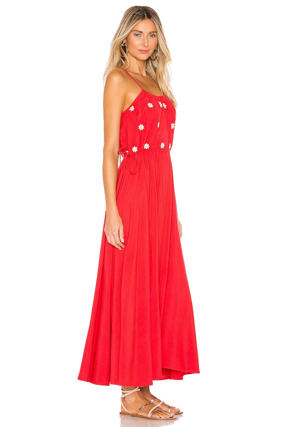 Sundress Robyn Dress in Red & Mini Daisies Embroideries | REVOLVE