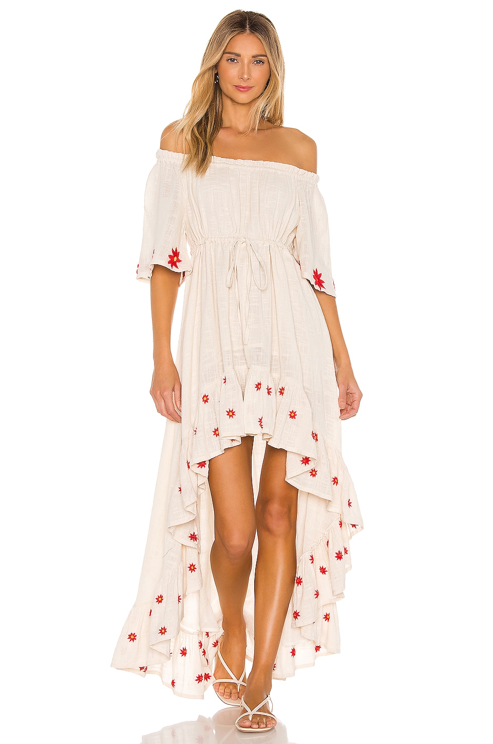 Sundress Alena Hi Low Dress in Coconut & Red Daisies Embroideries REVOLVE — free download