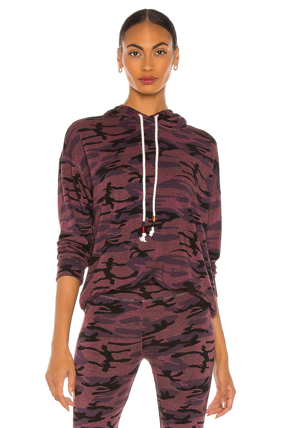 SUNDRY Camo Boyfriend Hoodie in Plum | REVOLVE