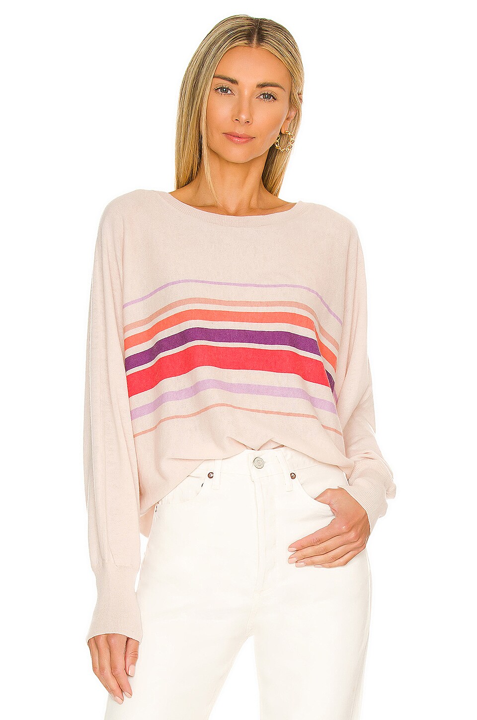 SUNDRY Multi Stripes Sweater in Rosebud 