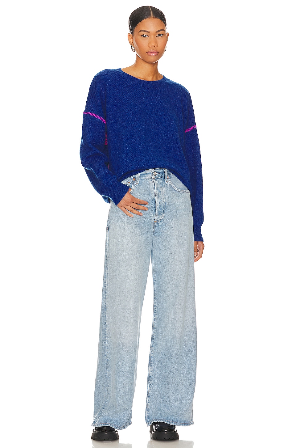 SUNDRY Oversized Sweater in Sapphire & Cerise | REVOLVE SUNDRY Oversized Sweater in Sapphire & Cerise | REVOLVE