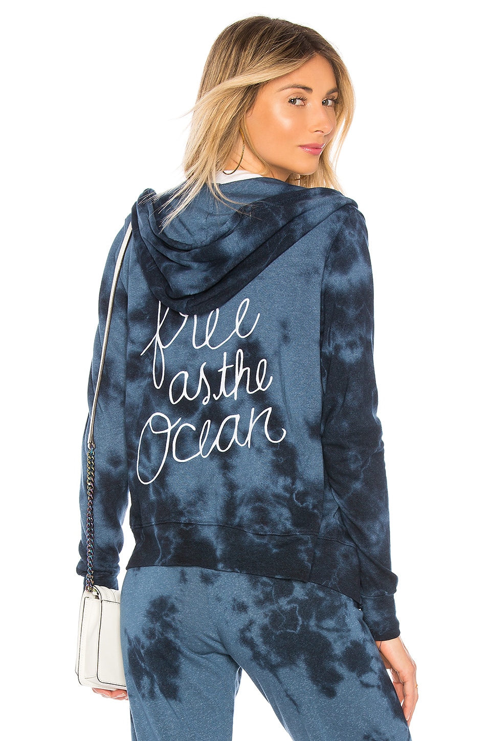 SUNDRY Free As The Ocean Zip Hoodie in Navy Tie Dye REVOLVE