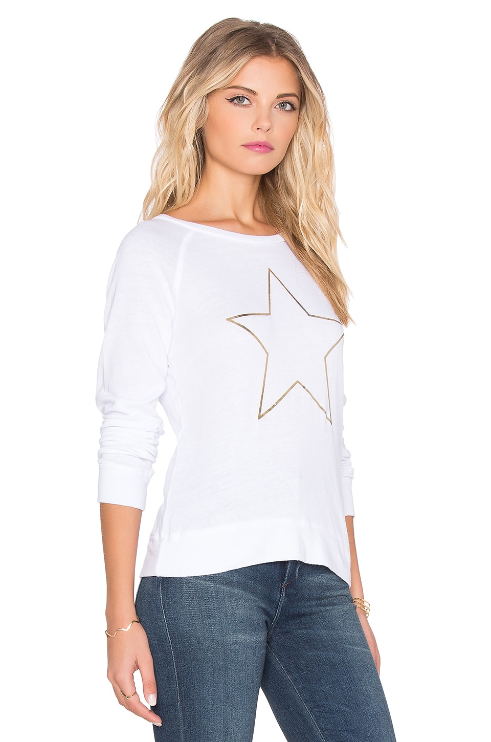 SUNDRY Gold Star Basic Raglan Sweatshirt in White | REVOLVE