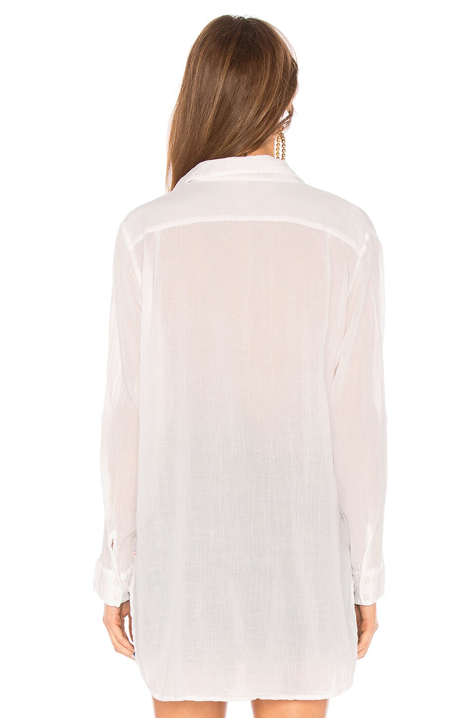 SUNDRY Gauze Striped Oversized Shirt in White | REVOLVE