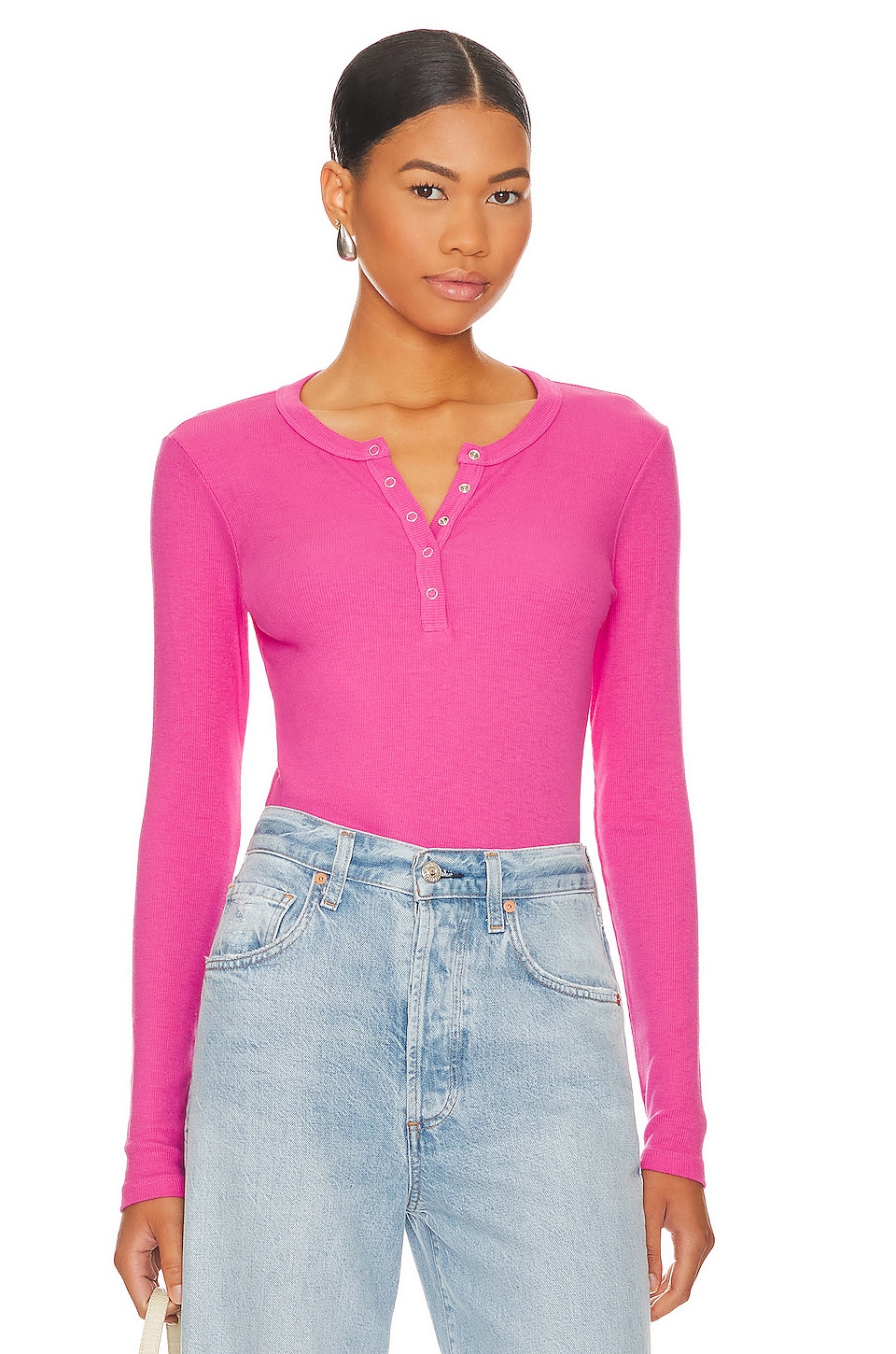 Image 1 of Henley Tee in Cerise