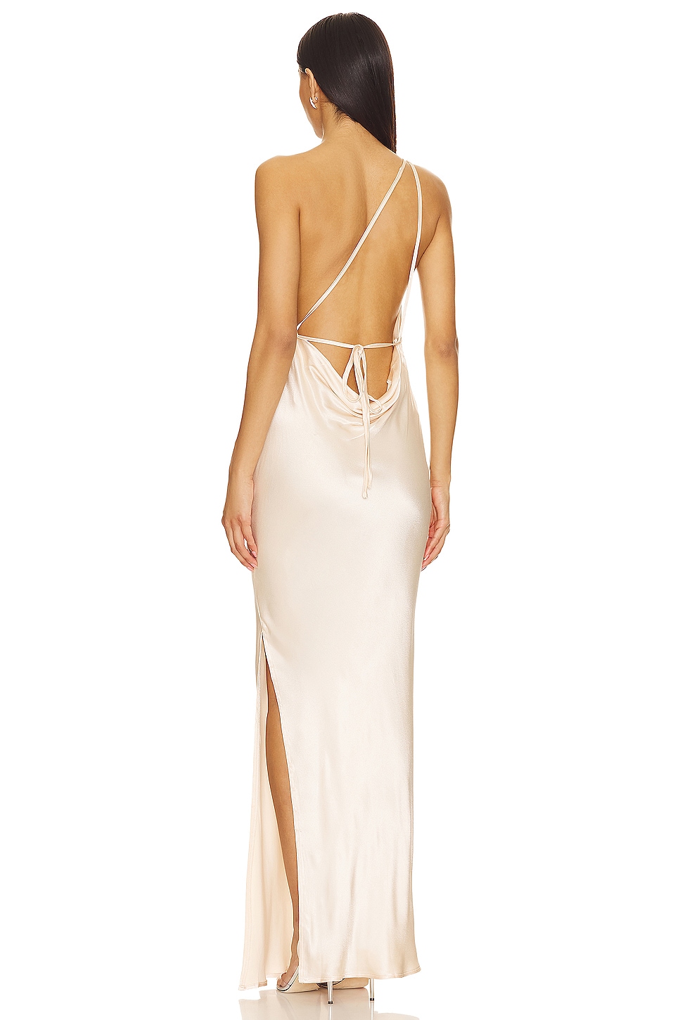 champagne satin cowl neck ring detail bodycon dress JOHANNA MAXI DRESS CHAMPAGNE / 3XL