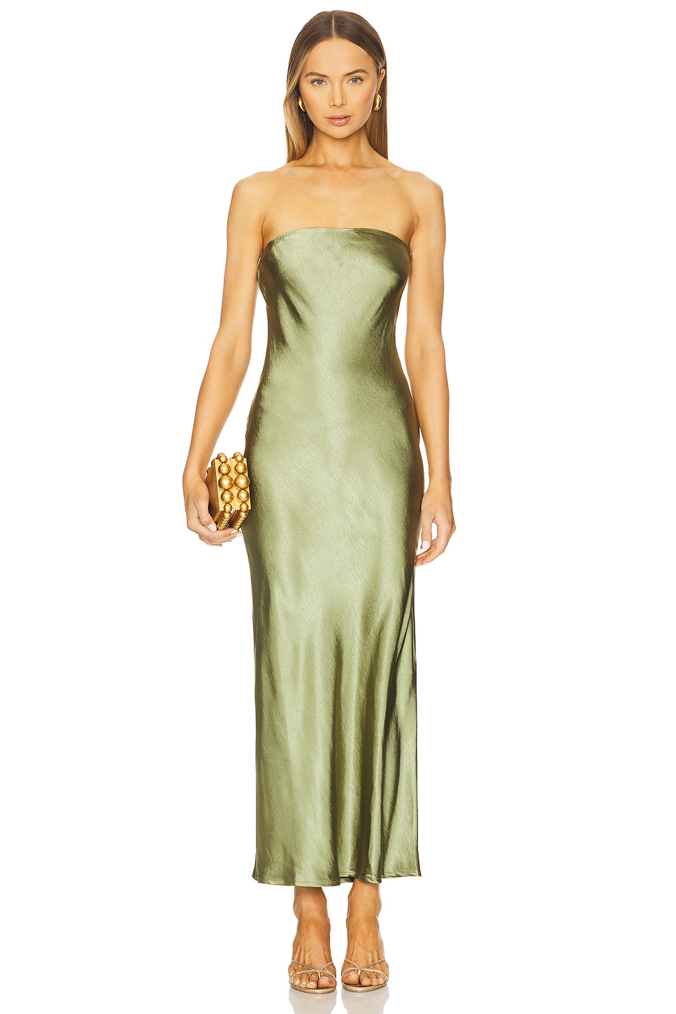 Revolve — Sndys Angelina Neck Tie Maxi Dress in Olive