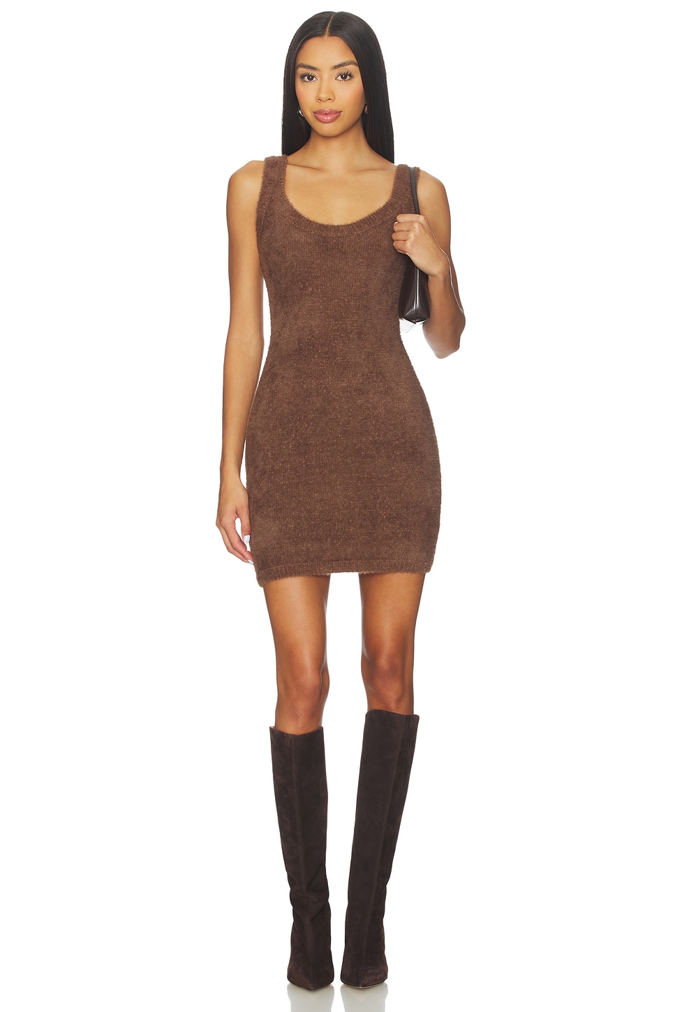 sachin and babi light blue dress Sndys Kailey Fluffy Mini Dress in Chocolate