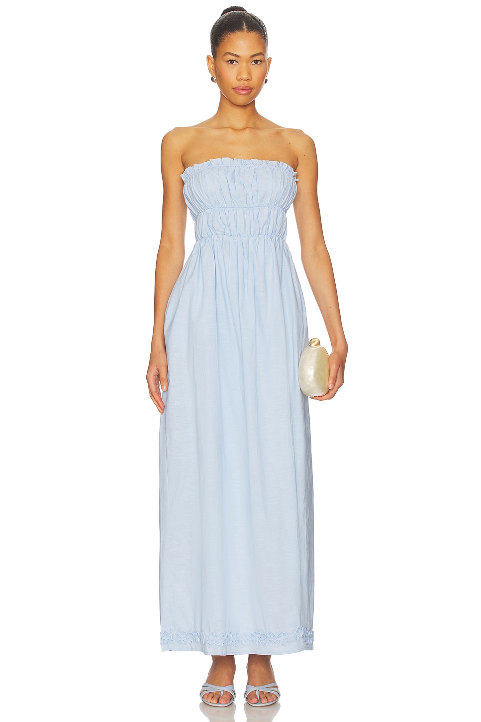 SNDYS Ines Strapless Maxi Dress in Blue | REVOLVE