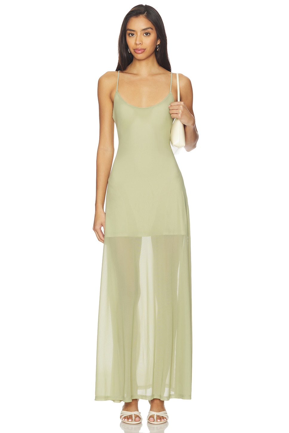 SNDYS Alessandra Mesh Maxi Dress in Khaki | REVOLVE