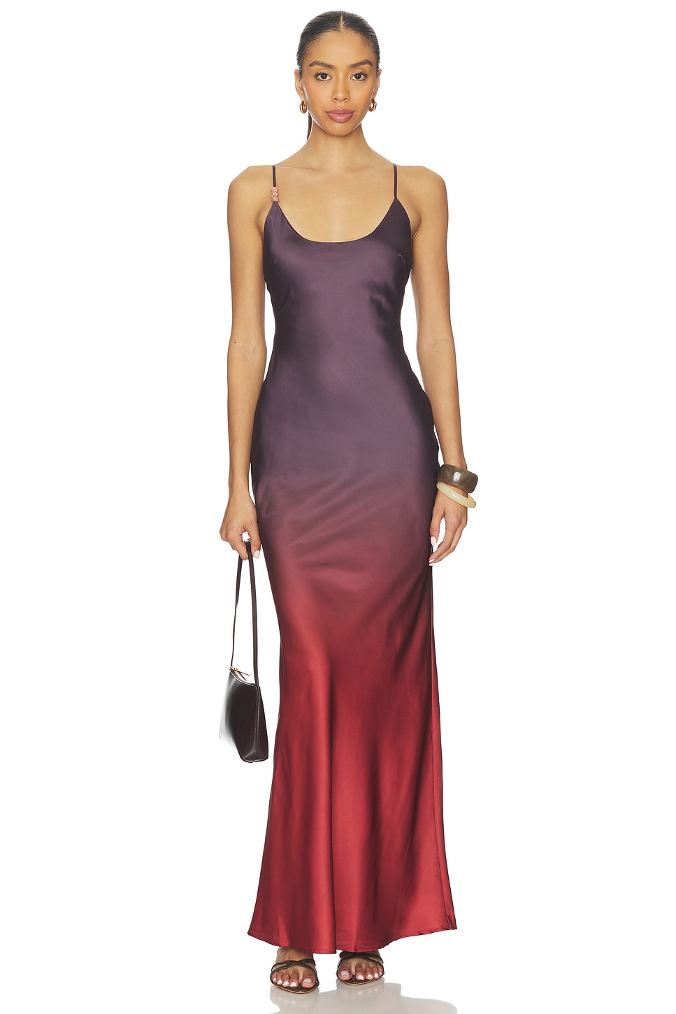 slim fit dress slacks Burgundy V Neck Gradient Shiny Long Prom Dress, Burgundy Evening Dress US 2 / Burgundy main image 1