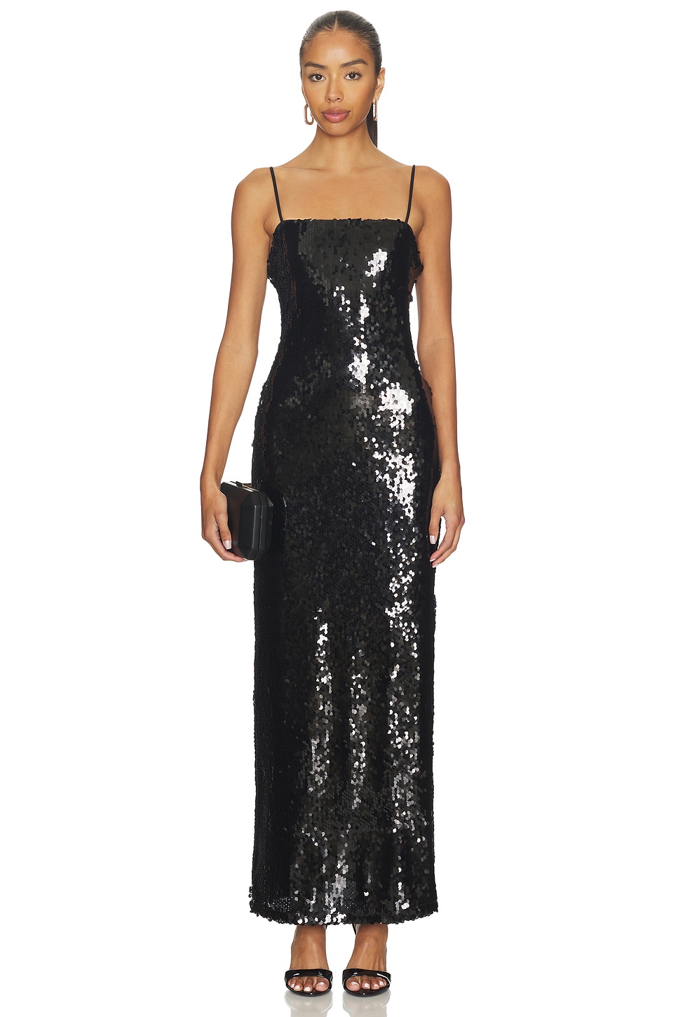 Sndys Tori Sequin Maxi Dress in Black - Size S