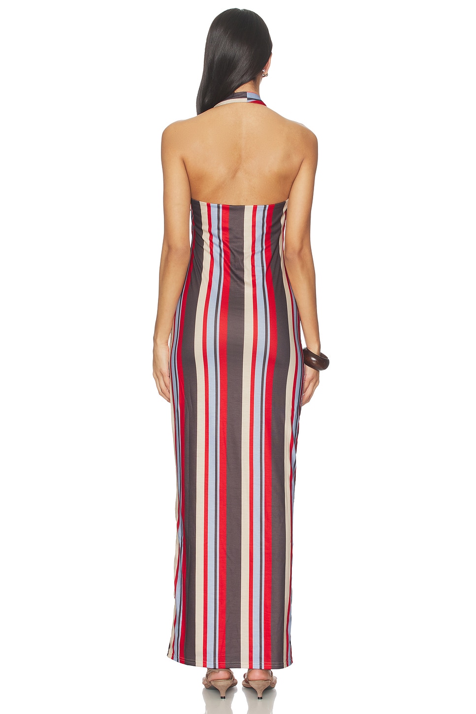 striped asymmetrical dress Zadena Asymmetrical Low Back Knit Backless Mini Dress | Multi Stripe | Womens
