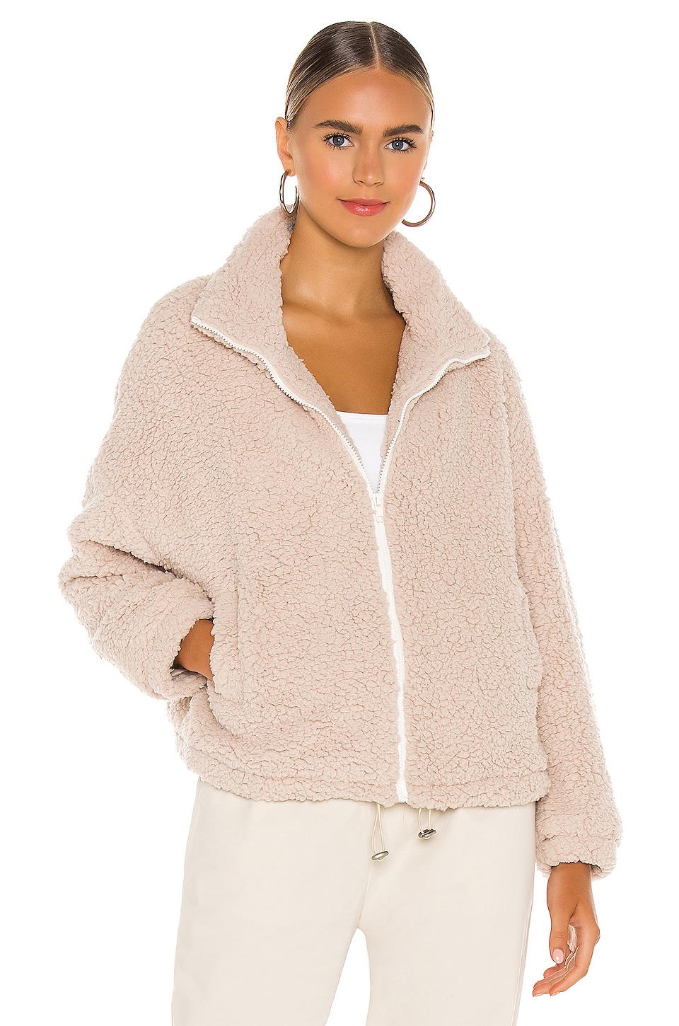 SNDYS Sheepish Faux Fur Jacket in Cream | REVOLVE