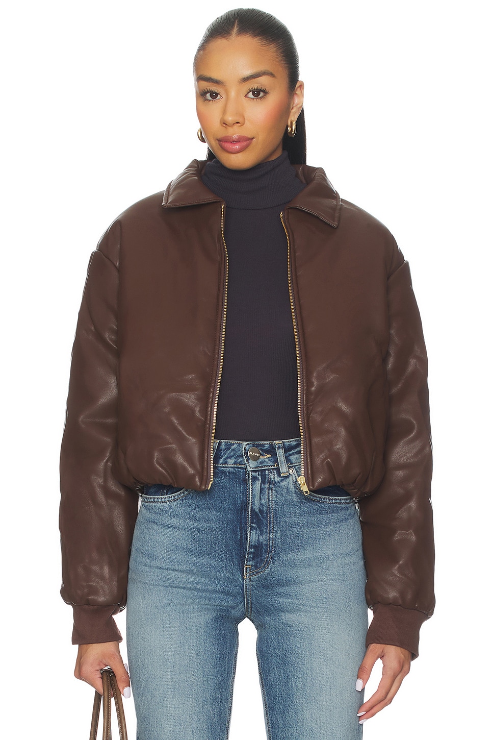SNDYS Thorne Bomber Jacket in Chocolate | REVOLVE