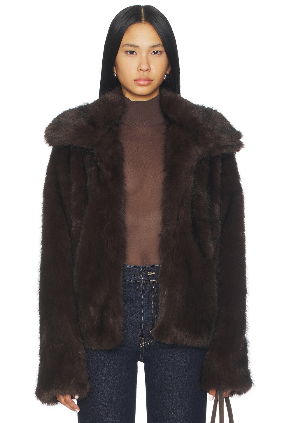 SNDYS Leila Faux Fur Jacket in Chocolate | REVOLVE