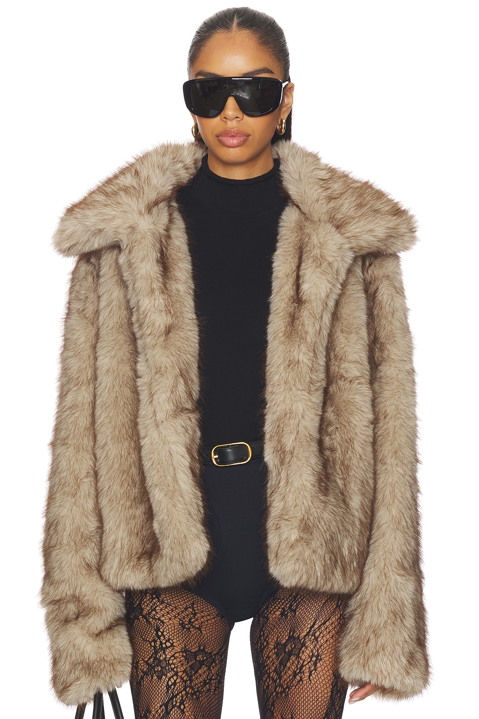 SNDYS Leila Faux Fur Jacket in Cream | REVOLVE