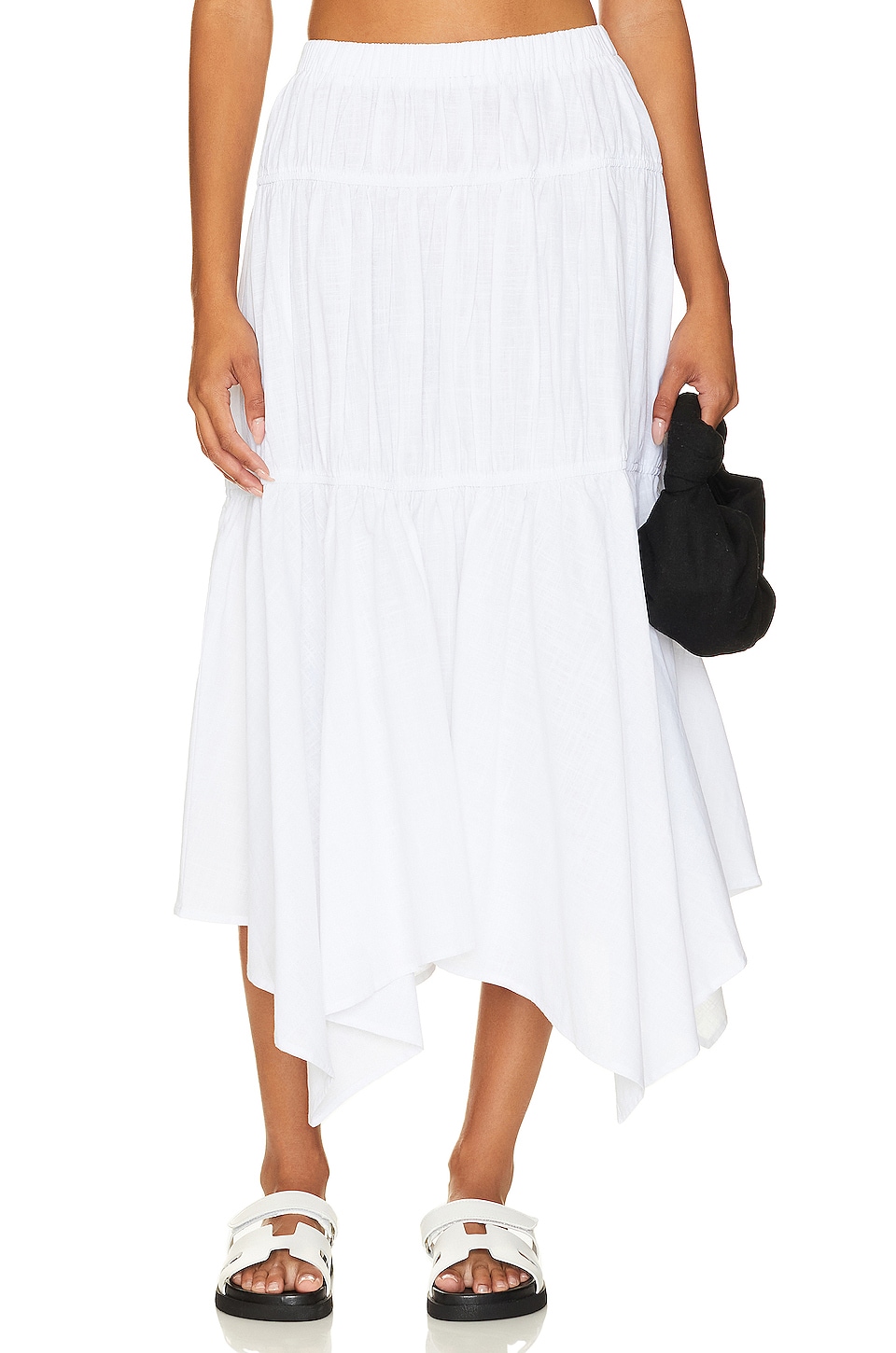 Tearose Linen Blend Maxi Skirt White