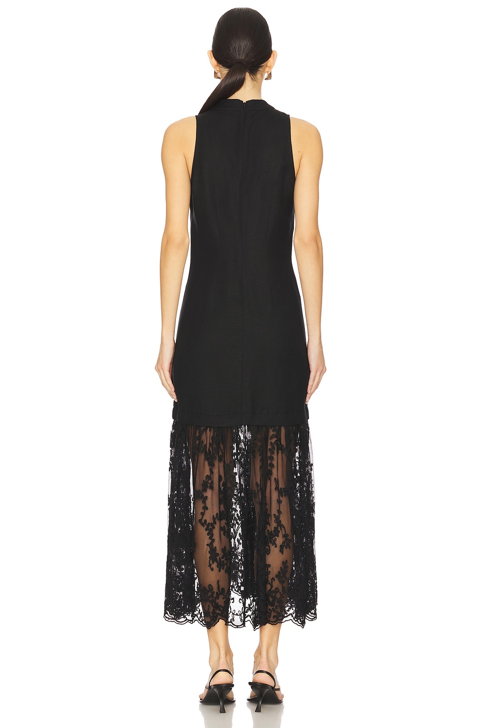 Sea Marja Embroidery Mesh Tank Dress in Black | REVOLVE