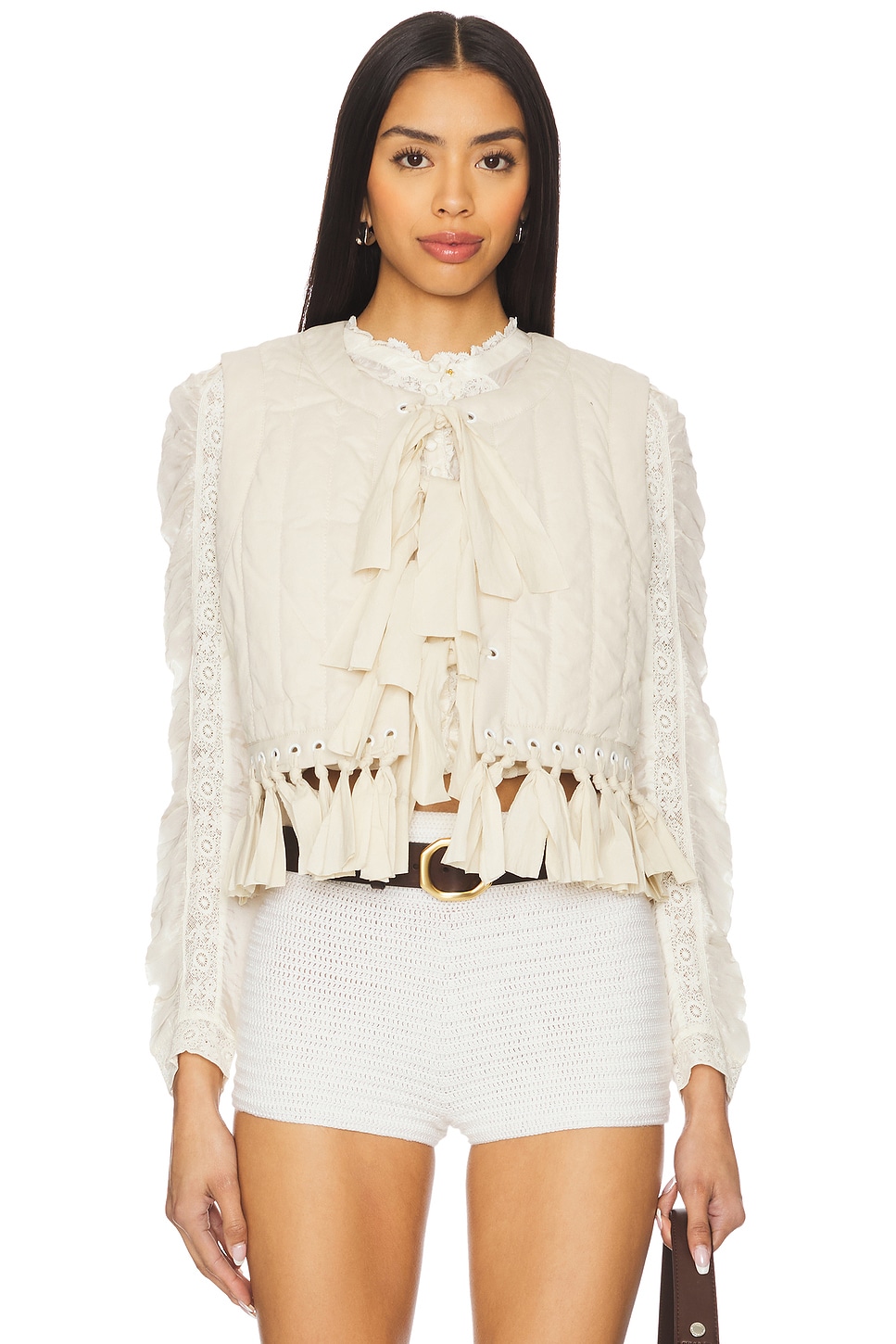 Oatmeal Ruffle Sleeve Vest Oatmeal Ruffle Sleeve Vest